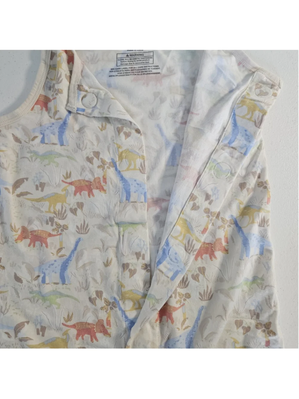 Magnetic Me Ext Roar Dinary Baby Bodysuit 18-24 Months Beige Blue Dinosaur Print